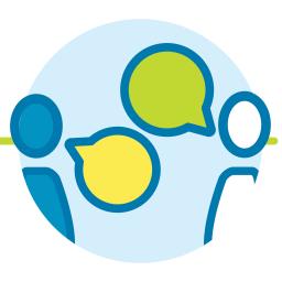 illustration of two people talking signifying a in-person consultation