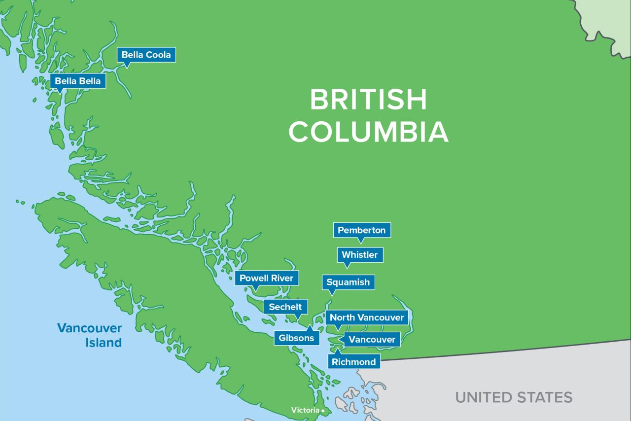 Map showing vch regions