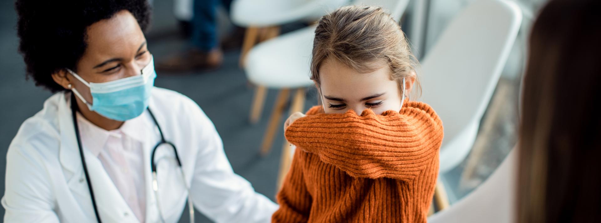 Child coughing while at medical clinic 