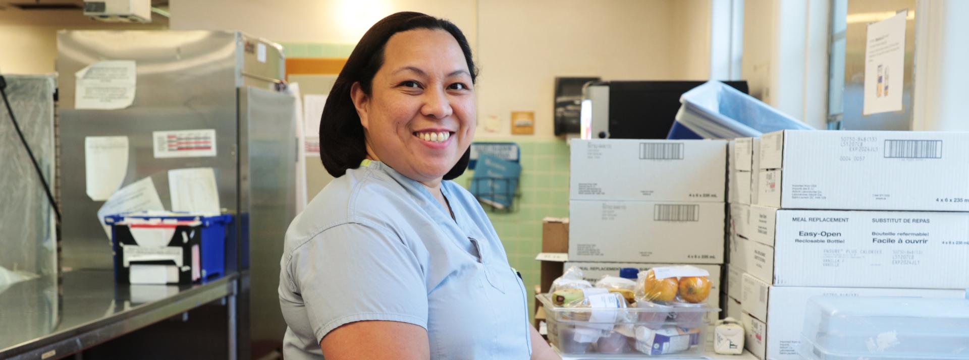 food service working preparing meals