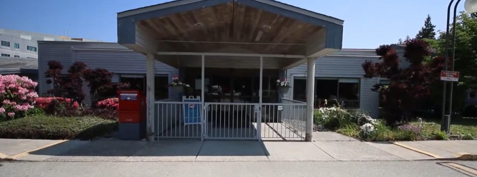 Front of Evergreen Care Unit building in qathet, B.C.