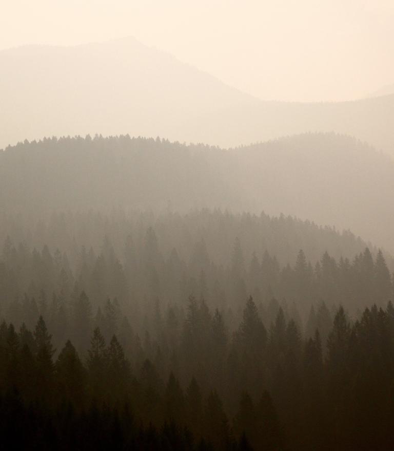A smokey landscape during the 2017 British Columbia wildfires.