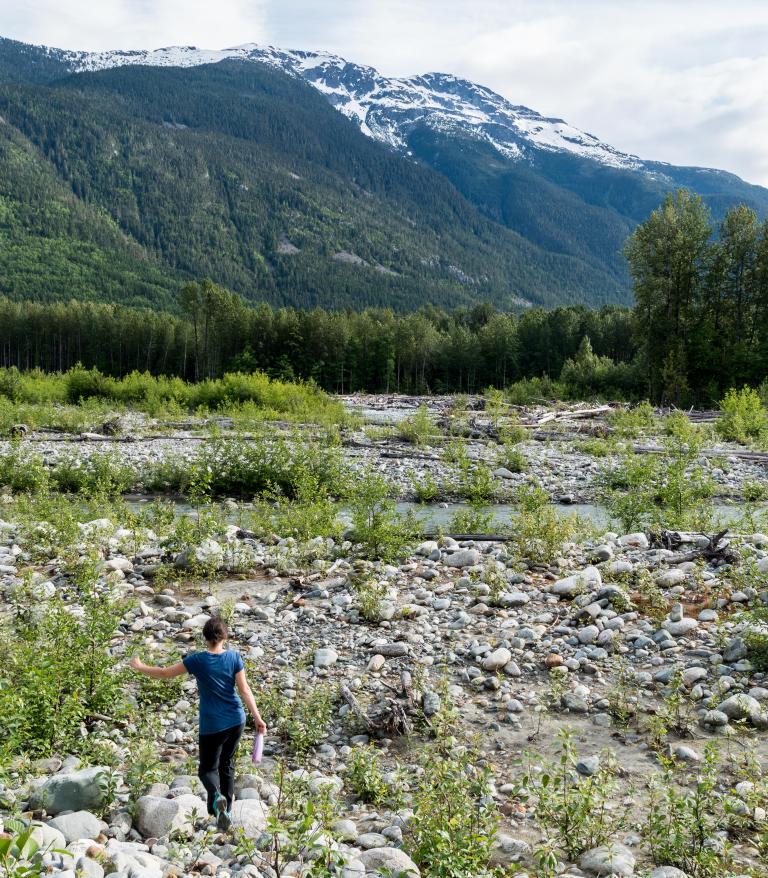 Bella Coola mountain with hiker