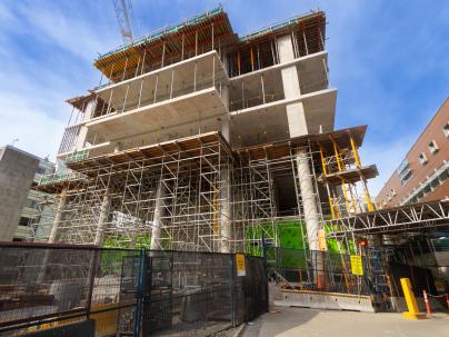 Construction progress on the south side of Paul Myers tower