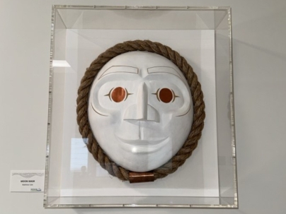 Indigenous carving framed on the wall