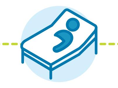 Illustration of a patient in a bed signifying surgery