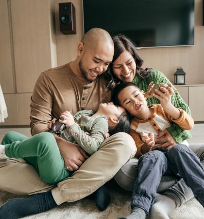 family bonding in the living room