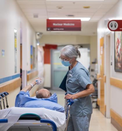 Nursing caring for a patient in Vancouver General Hospital