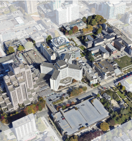 Aerial image of Vancouver General Hospital campus.