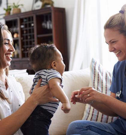 nurse with parent and child